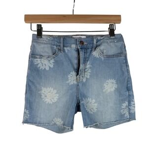 Abercrombie Kids Floral Print‎ High Rise Bike Jean Shorts size 15/16 Blue
